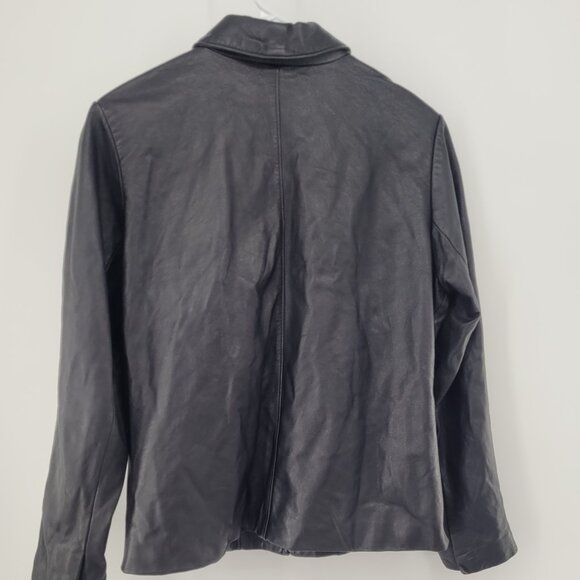 Eddie Bauer Lambskin Leather Jacket Womens Medium Black Full Zip - Picture 2 of 14